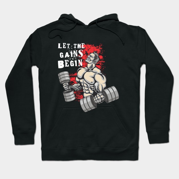 Let the gains begin - Crazy gains - Nothing beats the feeling of power that weightlifting, powerlifting and strength training it gives us! A beautiful vintage design representing body positivity! Hoodie by Crazy Collective